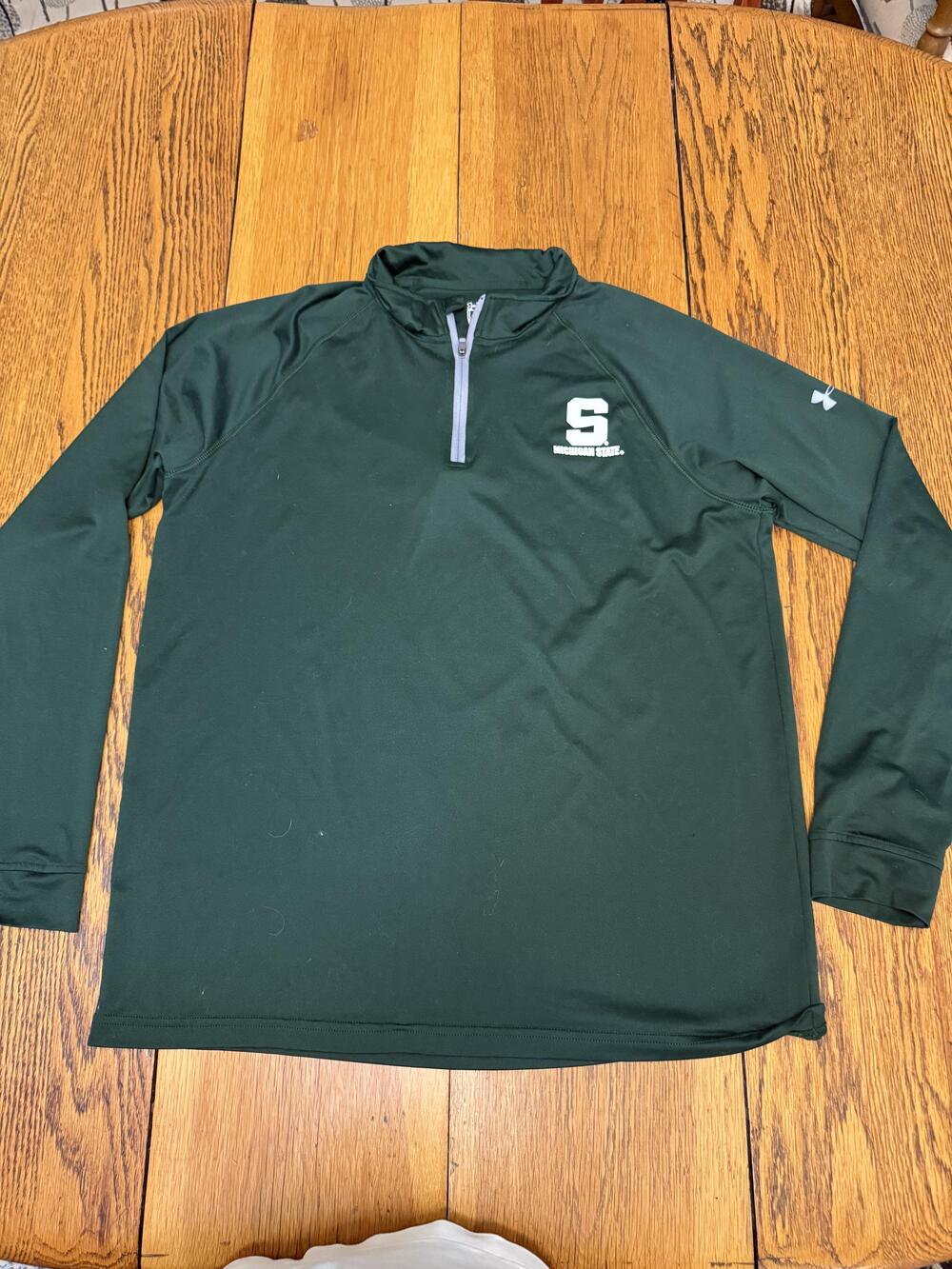 Michigan State Spartans Shirt Mens Large NCAA Basketball Long Sleeve Quarter Zip